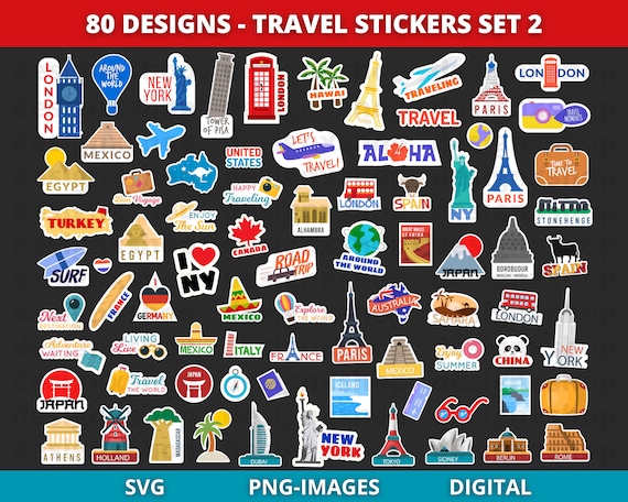 Travel stickers | Adventure svg | Travel svg | Digital stickers bundle | Inspirational stickers | Printable Stickers | Summer stickers PNG