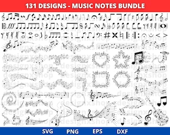 Music Notes SVG, Guitar Note Svg, musical notes clipart, music symbols svg, Music Notes Cut Files For Cricut, Silhouette, Music Notes Bundle