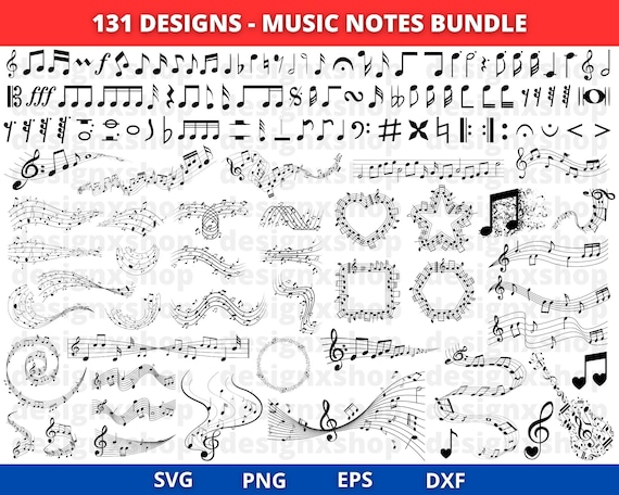 Music Notes SVG, Guitar Note Svg, musical notes clipart, music symbols svg, Music Notes Cut Files For Cricut, Silhouette, Music Notes Bundle