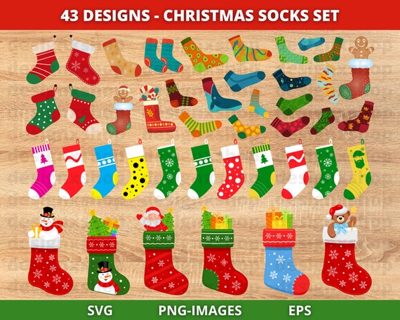 Christmas Socks SVG, Socks clipart, Socks svg, Fashion clipart, Colorful socks svg, knitted socks, Christmas Stocking svg, Digital Download