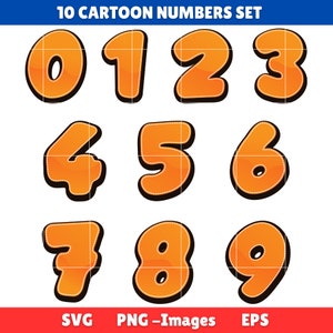Números de aniversário Svg, números de festa de aniversário Png, números de quadrinhos Svg, números de desenhos animados svg, números de bolhas, números svg, números de topper de bolo