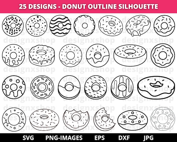 Donut SVG, Donut Clipart, Doughnut Clipart, Doughnut SVG, donut silhouette, donut cut file, donut t shirt, cookies svg, Donut outline svg