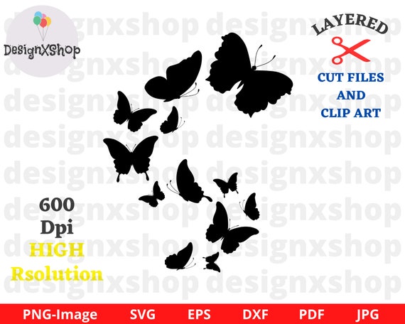 Flying Butterflies Svg, Butterfly png, Butterfly Svg, Layered Svg, Design Layout, Butterfly Swarm svg, Cut Files For Cricut, Silhouette