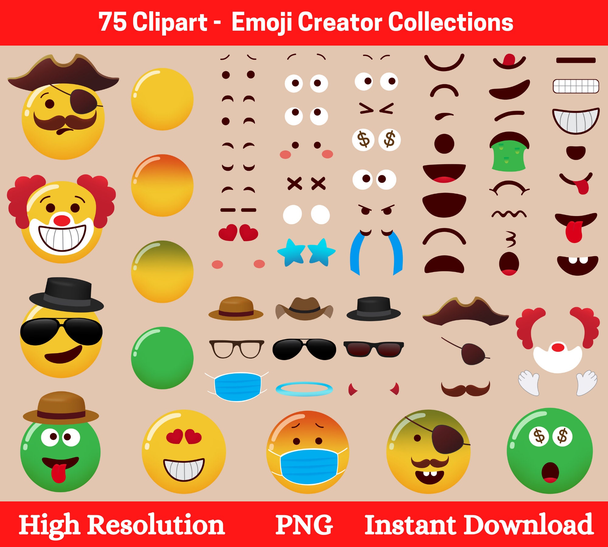 Emoji Clipart Emoji Creator Emoji SVG Bundle Emoji Face Etsy UK