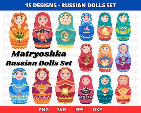 Matryoshka Clipart, Russian Dolls Clipart, Babushka, Dolls, Matryoshka SVG, Nesting Doll, Russian Doll SVG, Digital Download
