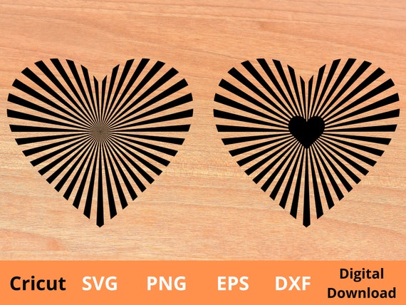 Heart optical illusion, Cut File for silhouette, cameo and Cricut, format SVG, eps, Dxf, and Png, illustrator, Abstract, Instant Download
