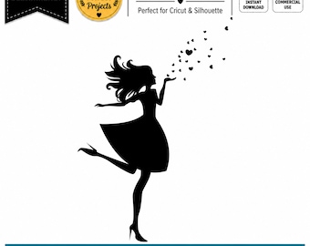 Fashion Woman SVG, Stylish Woman SVG Cut File for Cricut Silhouette, Romantic Woman, Fashion Girl, Chic Lady, Valentine's Day Svg