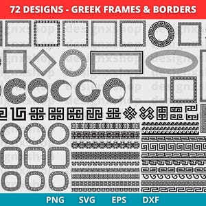 Greek Pattern SVG Bundle, Greek Border, Greek Key Frame Svg, Decorative Elements Svg, Greek Laser Engrave Vector File Glass Bottle Wood