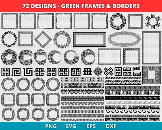 Greek Pattern SVG Bundle, Greek Border, Greek Key Frame Svg, Decorative Elements Svg, Greek Laser Engrave Vector File Glass Bottle Wood