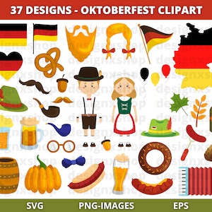 オクトーバーフェスト クリップアート、ドイツのクリップアート、ドイツ国旗 SVG、オクトーバーフェスト SVG、フェスティバル クリップアート、ドイツの子供のクリップアート、SVG と PNG の即時ダウンロード