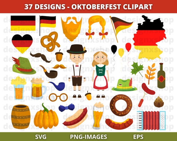 Oktoberfest Clipart, Germany clipart, German Flag SVG, Octoberfest Svg, Festival clipart, German kids clipart, Instant Download SVG and PNG