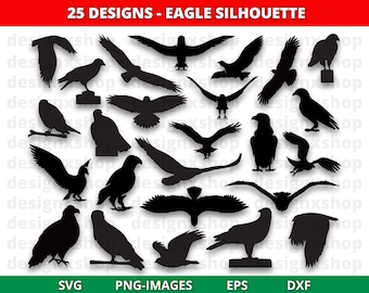 Eagle Silhouette SVG Bundle: Flying Bird Clipart (Digital Download)
