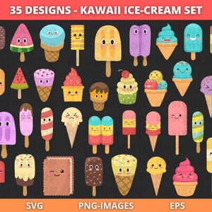 Imágenes prediseñadas de helado kawaii, imágenes prediseñadas de helado, imágenes prediseñadas de piruletas, imágenes prediseñadas de caramelos, imágenes prediseñadas de helado de dibujos animados lindo, imágenes prediseñadas de paletas, SVG y PNG