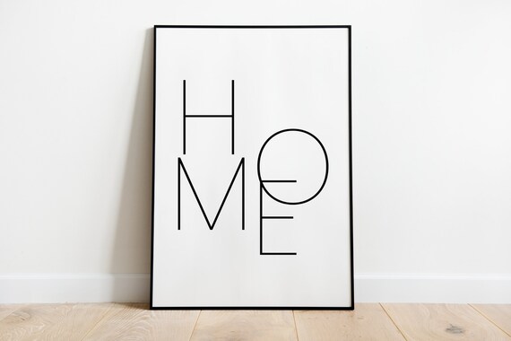 Home Printable Art, Home Sign, Home Typography Print, Black and White Décor, Home Décor Wall Art, Printable Quote, Instant Download