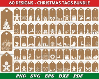 Christmas Gift Tags SVG Bundle – Laser Cut Files, Gift Tag SVG, Label SVG, Holiday Label Cut Files | Xmas Tag Templates | Cricut Gift Tags