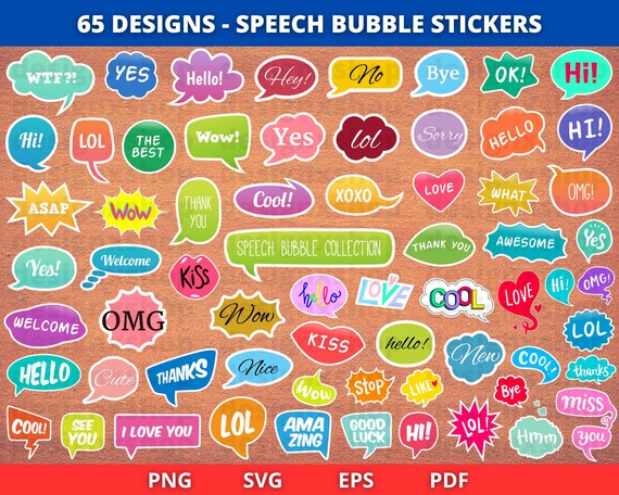 Speech Bubble SVG Bundle, Speech Bubble Stickers, Speech Bubble Clipart, comic speech bubbles, Dialog Box Svg, Comic Book Words svg
