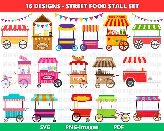 Street food cart svg, Street Food Stall, Food Truck svg, Festival Clipart, vending cart, food truck clipart, food stall clipart
