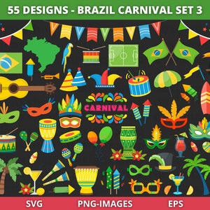 Brazylijski karnawał Clipart, Brazylia clipart, Karnawał clipart, Rio Clipart, Fiesta clipart, Brazylia Podróż clipart, Rio De Janeiro, SVG | PNG