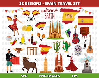 Spain Travel Clipart: Spanish Culture Designs (SVG & PNG)