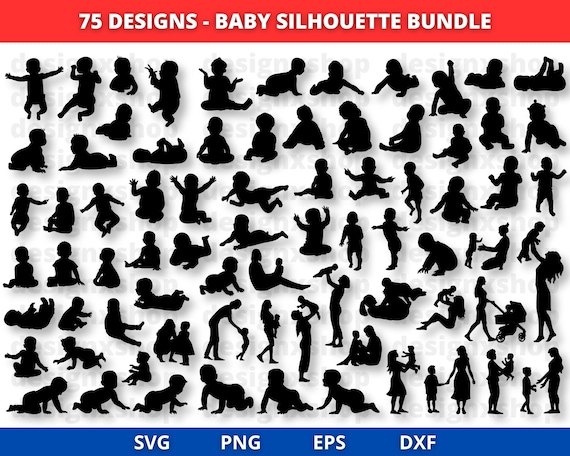 Baby Silhouette Bundle SVG, Baby Clipart, Child silhouette svg, Newborn Baby, Baby shower design, baby svg bundle, Cut file, Cricut file