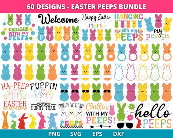 Easter Peeps SVG Bundle, Peeps Svg, My Peeps Svg, Easter Svg, Kids Easter Svg, Easter Bunny Svg, Easter Peeps Cut Files, Cricut, Png, Svg