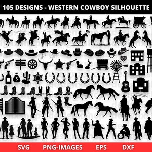 Westerse Svg, cowboy Svg, cowboyhoed Svg, cowboy silhouet Svg, cowgirl Svg, westerse vrouwen Svg, cowboylaarzen Svg, pistolen Svg, hoefijzer SVG