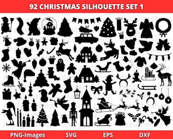 Christmas Elements SVG | Christmas Decor | Christmas Silhouette | Christmas SVG | Snowman Svg | Santa Claus Svg | Holiday Svg | Winter svg