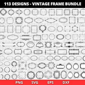 Dekorative Rahmen SVG Bundle, Vintage Label SVG, dekorative Elemente SVG, Hochzeitsrahmen, Zierrahmen, Monogrammrahmen, Cricut Silhouette