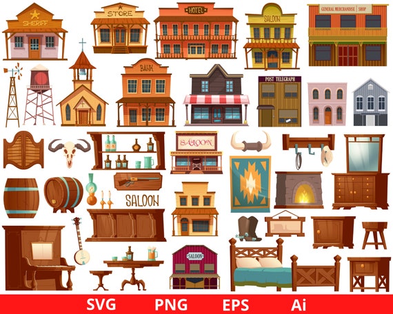 Wild West Town Furniture Clip Art Cowboy Clipart Western USA