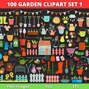 Clipart de jardinagem, Clipart de jardim, Clipart de primavera, Estufa, Vegetais, Flores, Ferramentas de jardim, Plantas, Cerca, Arquivos PNG e SVG de agricultura