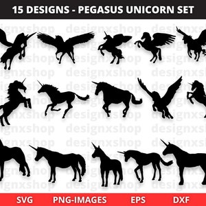 Pegasus svg, Einhorn Silhouette, Einhorn svg, Pferd svg, Tier svg, Pferde Silhouette, Pegasus Clipart, Download SVG und PNG