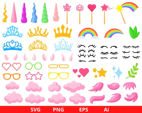 Unicorn Kit SVG, Unicorn Svg, Unicorn Bundle, Unicorn clipart, Silhouette, Cameo & Cricut, Unicorn Face, Instant Download SVG and PNG