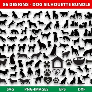 DOG SVG Bundle | Dogs silhouette | Dog Breed Silhouette | Dogs clipart | Animal Svg | Dogs svg | Paw Prints - Pet Svg - Dog House - Dog Bone