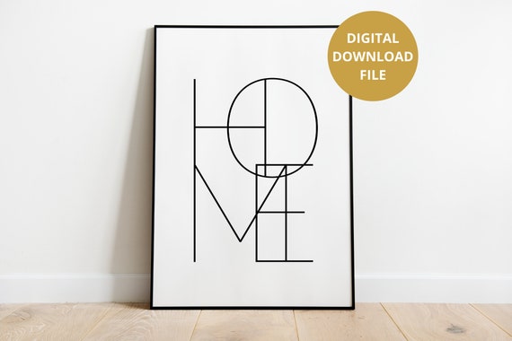 Home Geometric Typography Print, Home Word Printable, Home Typography Print, Home Sign, Printable Quote , Home Art Print, Instant Download