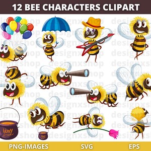 Bij tekens clipart, bij clipart, tekens svg, bijen svg, honing clipart, bijen clipart bundel, Instant Download SVG en PNG