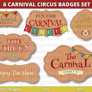 Carnaval clipart, circus clipart, circus svg, carnaval badges, carnaval frames en labels, carnaval svg bundel, carnaval sticker png SVG eps