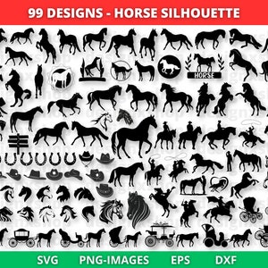 Paard svg, paardenhoofd svg, paard silhouet, paard hart Svg, hoefijzer Svg, dierlijke Svg, paardrijden svg, snijden-bestanden voor cricut PNG SVG Eps