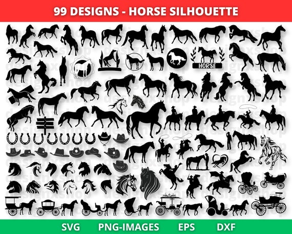 Horse svg, Horse head svg, Horse Silhouette, Horse Heart Svg, Horseshoe Svg, Animal Svg, Riding svg, cutting files for cricut PNG SVG Eps