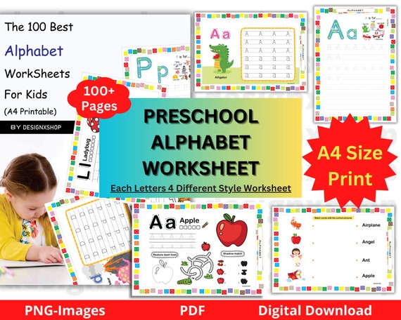 100+ Preschool Curriculum | Alphabet Worksheet for Kids | ABC book | Writing Practice | Preschool Learning | Handwriting Practice | PDF File