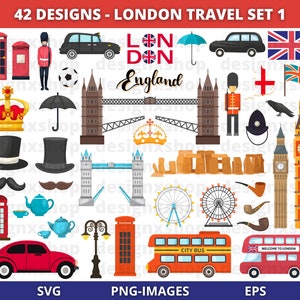 London Clipart, England Clipart, Britische Clipart, Reise Clipart, Großbritannien, UK Clipart, London Grafiken, Sofortiger Download SVG und PNG