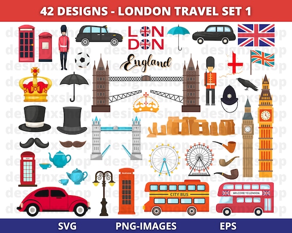 London clipart, England clipart, British clipart, Travel clipart, Britain, UK clipart, London graphics, Instant download SVG and PNG