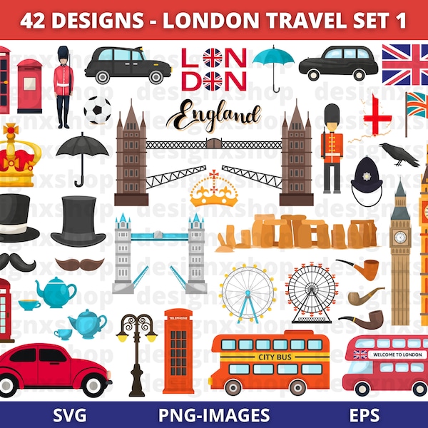 London clipart, England clipart, British clipart, Travel clipart, Britain, UK clipart, London graphics, Instant download SVG and PNG