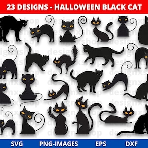 Silhouette de chat | Chat SVG | Chat noir Halloween Halloween | Svg effrayant | Svg Halloween | Amoureux des chats Svg | Svg chaton | Silhouette d'animal de compagnie