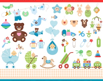 Baby Shower Clipart, Nursery Designs Bundle (png, svg, eps, dxf, ai)