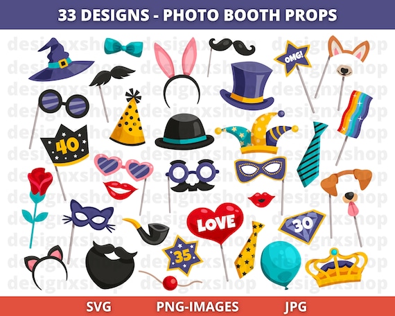 Photo Booth Prop Clipart, Props clipart, Party Props clipart, Prop Silhouette Cameo Cutting Files, Ties Clipart, Download SVG, JPG and PNG