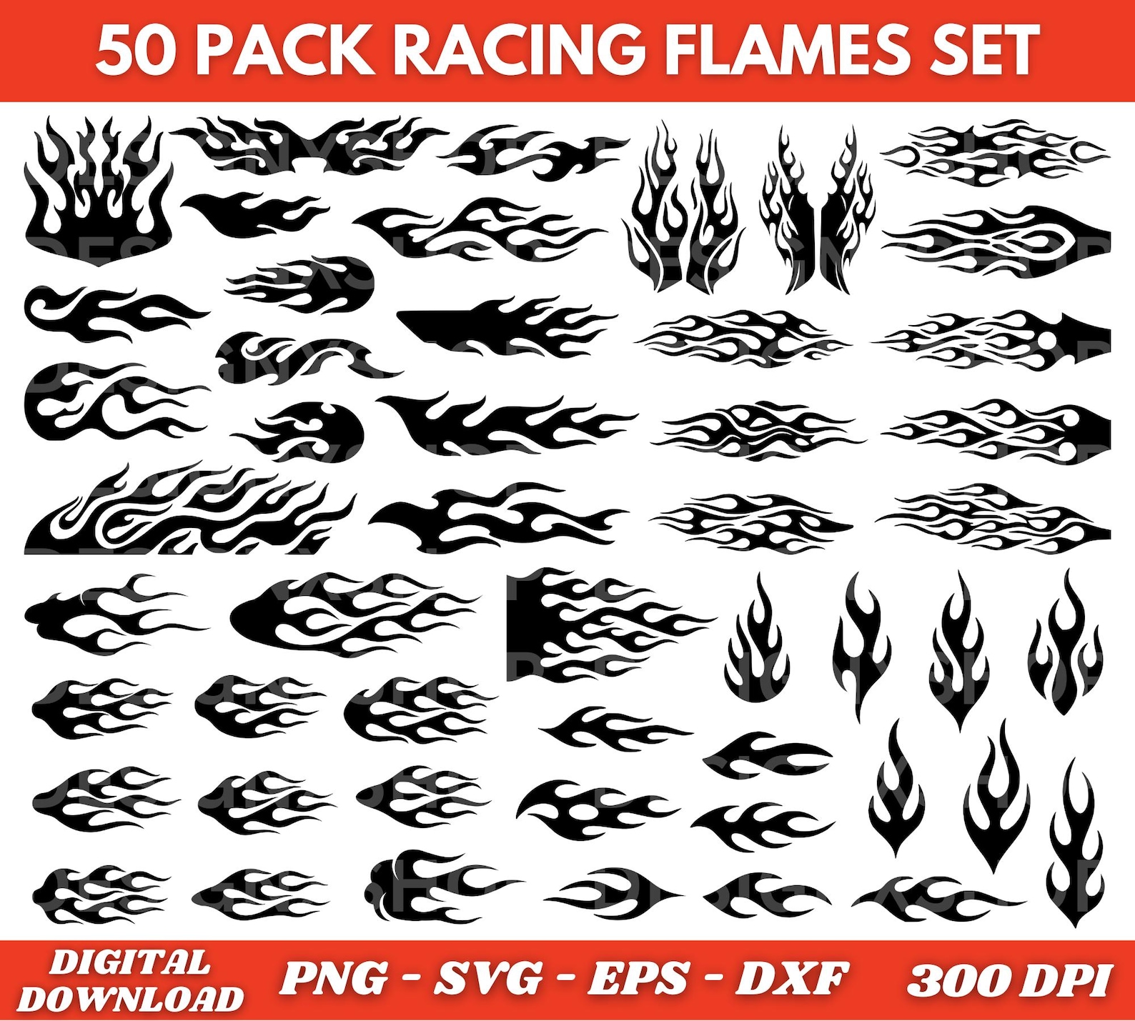 Flamas Racing Racing Flames SVG Bundle - Instant Digital Download - Svg, Png, Dxf ...