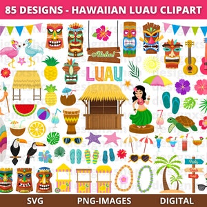 Luau Clipart, Tropikalny Luau Clipart, Hawajski Luau Clipart, Tiki Clipart, Letni Clipart, Plaża, Flaming, Hawaje, Hibiskus, Tropikalny, PNG