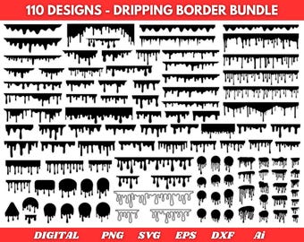 Dripping Borders SVG Bundle, Paint Drip Silhouette, Dripping svg, decoration svg, Borders svg, Dripping Clipart