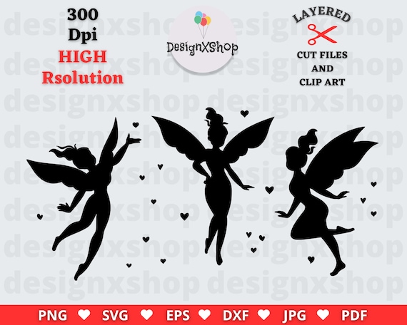 fairy silhouette svg, faries svg, fairy silhouette cut files and clip art, cute fairy png, Digital Download svg / eps / pdf / dxf / png