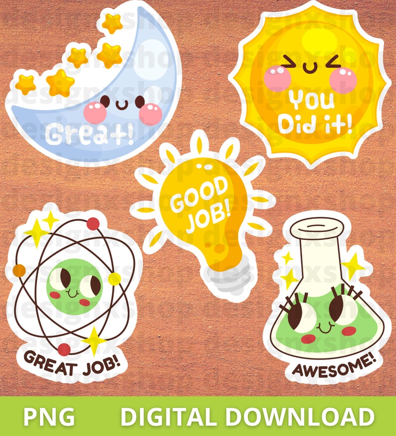 Great Job Motivational Stickers, Reward Stickers Clipart, Good Job ...